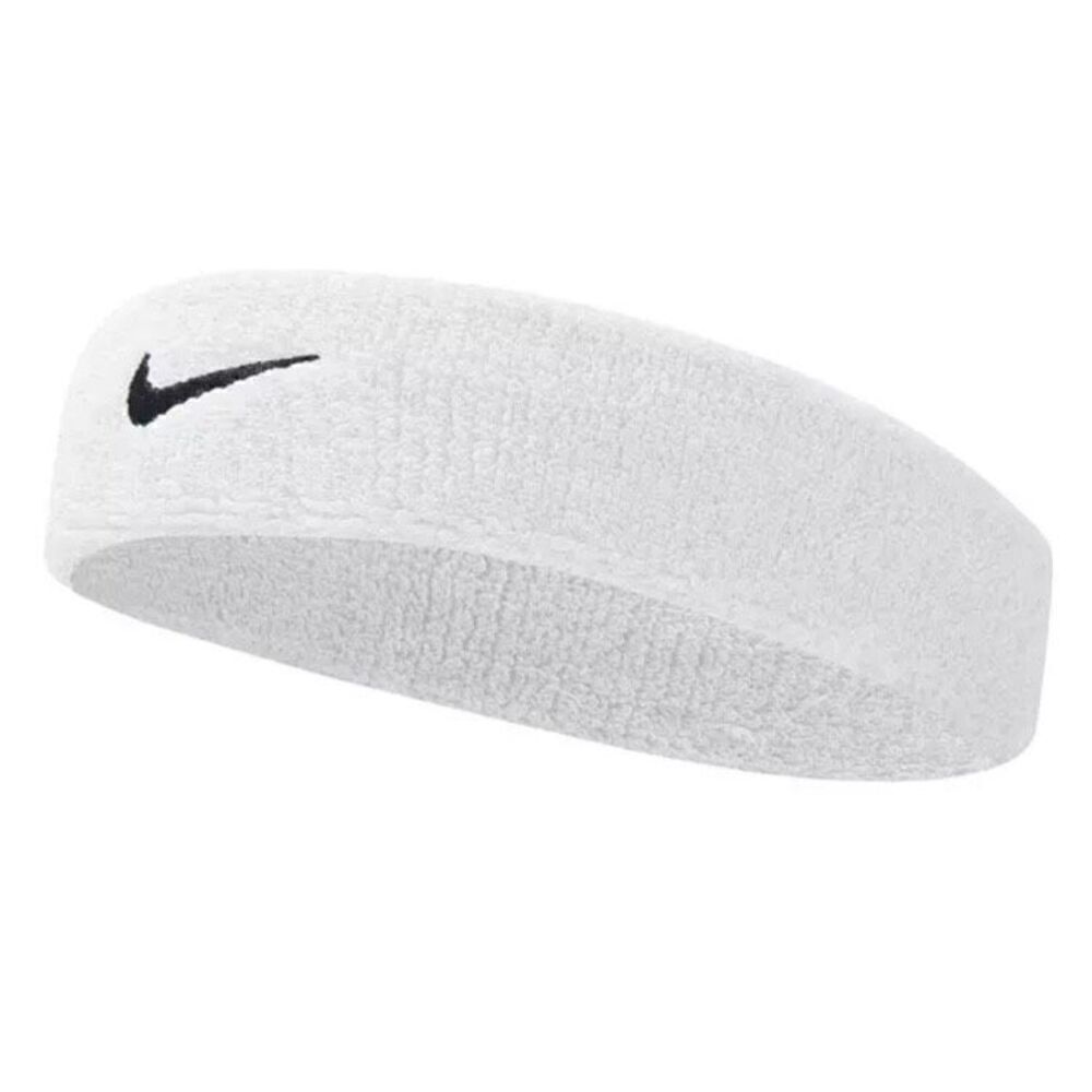 NWT Nike Adult Unisex White with Black Logo Swoosh Headband
